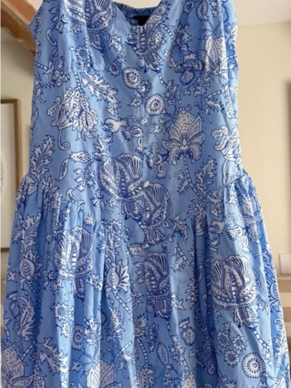 Roller Rabbit Blue Floral Tiered Women's Midi Dress